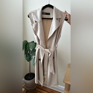 Zara Faux Suede Vest Cream/Beige Size XS